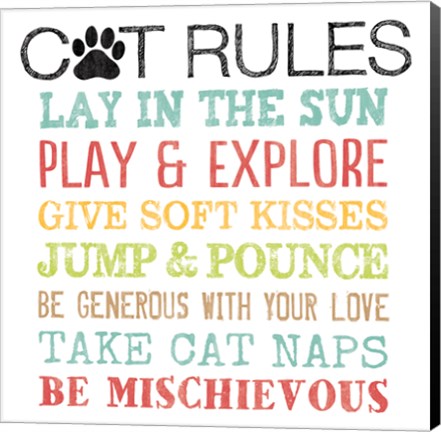 Framed Cat Rules Print