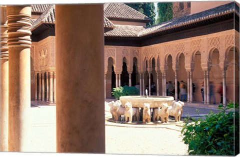 Framed Patio de los Leones in the Alhambra, Granada, Spain Print