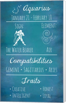 Framed Aquarius Zodiac Sign Print
