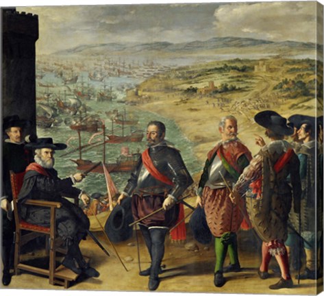 Framed Defense of Cadiz Against the English (1625) Print