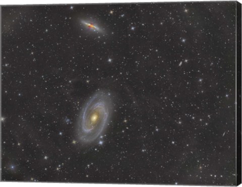 Framed Cigar Galaxy and Bode&#39;s Galaxy in the Constellation Ursa Major Print