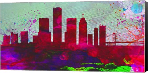 Framed Detroit City Skyline Print