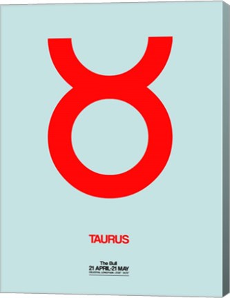 Framed Taurus Zodiac Sign Red Print