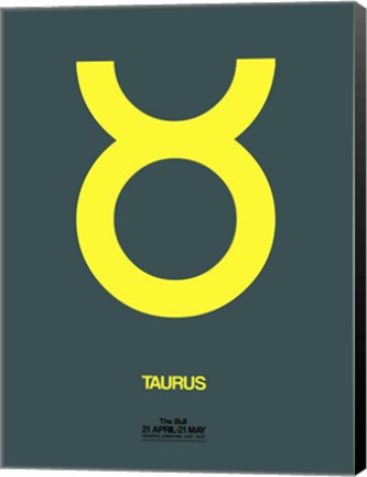 Framed Taurus Zodiac Sign Yellow Print