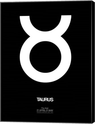 Framed Taurus Zodiac Sign White Print