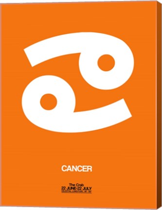 Framed Cancer Zodiac Sign White on Orange Print