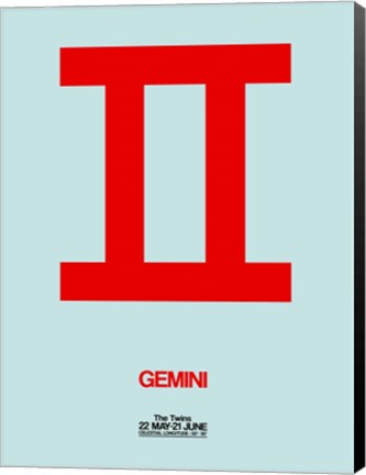 Framed Gemini Zodiac Sign Red Print