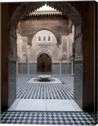 Framed Al-Attarine Madrasa built by Abu al-Hasan Ali ibn Othman, Fes, Morocco Print