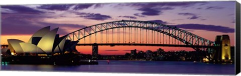 Framed Sydney Harbor Bridge At Sunset,  Australia Print