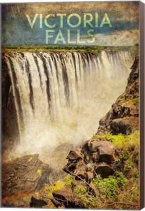 Framed Vintage Victoria Falls, Livingstone, Africa Print