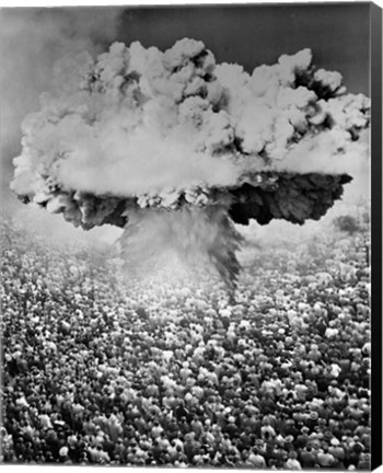 Framed 1950s 1960s Atomic Bomb Symbolic Montage Print