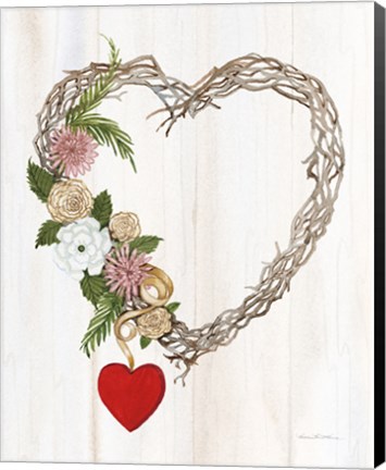 Framed Rustic Valentine Heart Wreath I Print