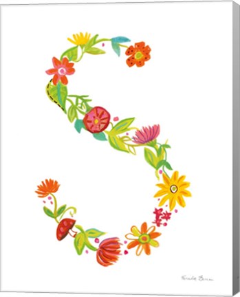 Framed Floral Alphabet Letter XIX Print