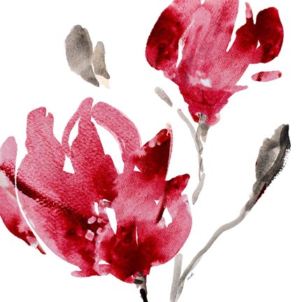 Framed Red Magnolias Print