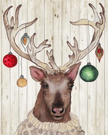 Framed Christmas Reindeer II Print