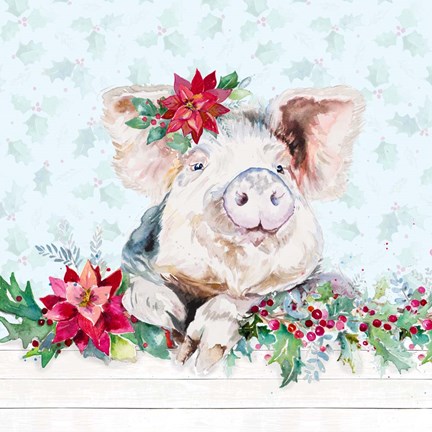 Framed Holiday Little Piggy Print