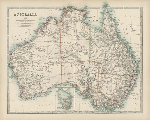 Framed Map of Australia Print