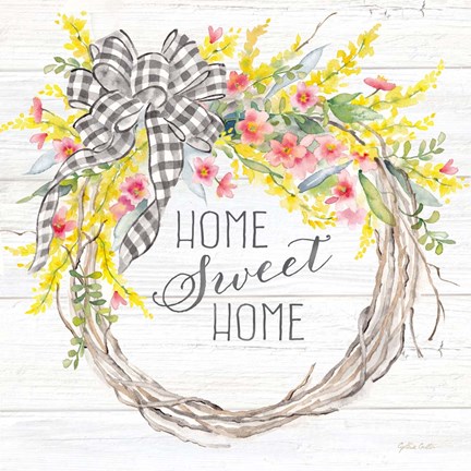 Framed Spring Gingham Wreath Home Print