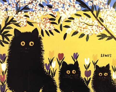 Framed Three Black Cats Print