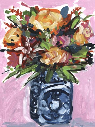 Framed Bouquet in a Vase III Print