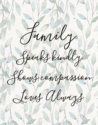 Framed Family Speaks Kindly - Leaves Print
