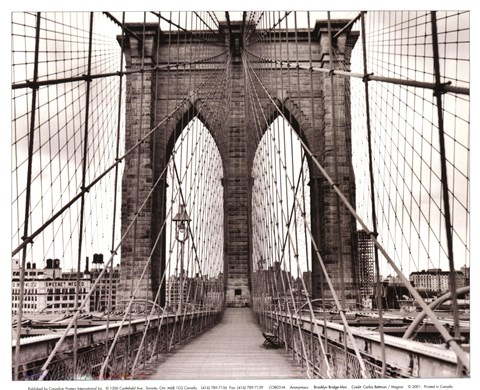 Framed Brooklyn Bridge - sepia Print