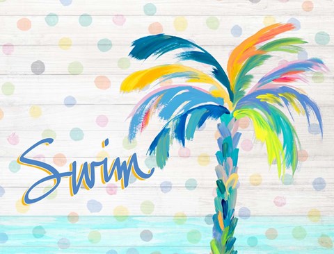 Framed Swim Near the Palm Tree Print