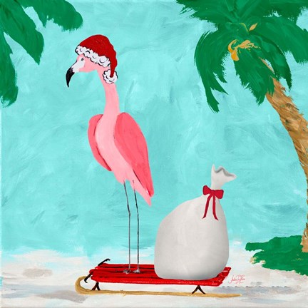 Framed Fa La La La Flamingo Holiday II Print