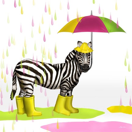Framed Raindrops Safari Zebra Print