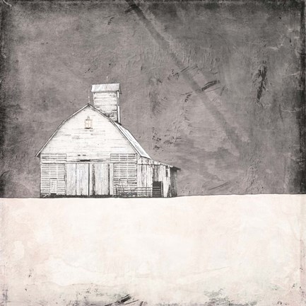 Framed Farmhouse under Grey Skies Print