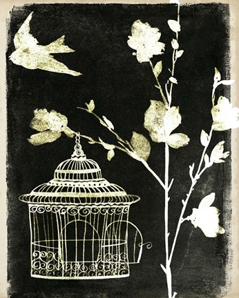 Framed Branch &amp; Bird II Print
