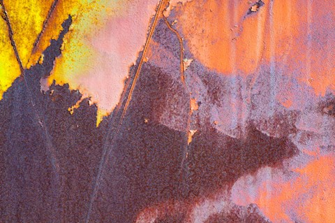 Framed Details Of Rust And Paint On Metal 13 Print