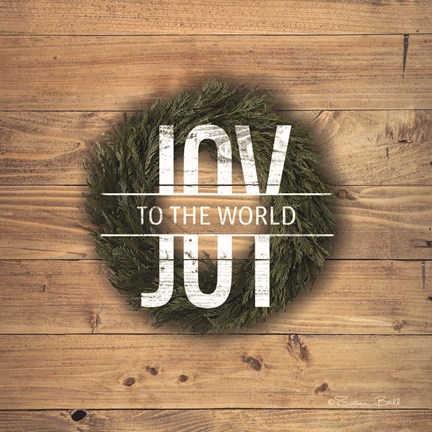 Framed Joy to the World with Wreath Print