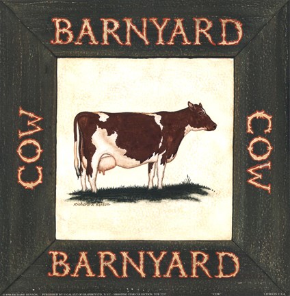 Framed Barnyard Cow Print