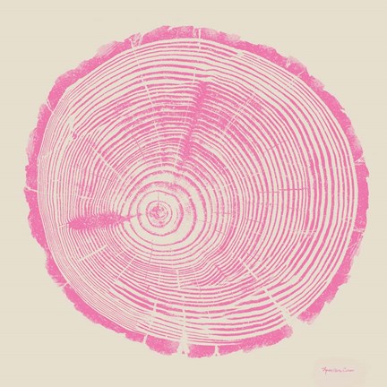 Framed Tree Trunk pink on cream Print