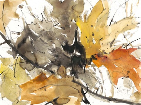 Framed Watercolor Autumn Leaves II Print