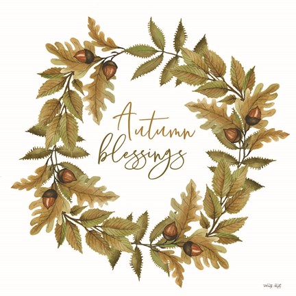 Framed Autumn Blessings Fall Wreath Print