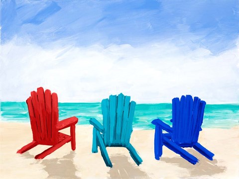Framed Beach Chair Trio Print