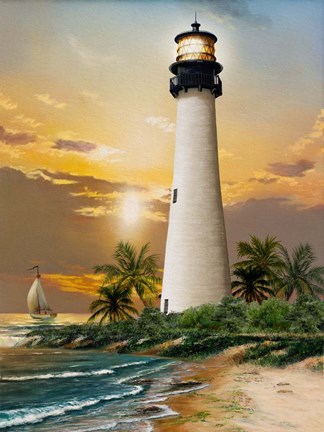 Framed Cape Florida Lighthouse Print