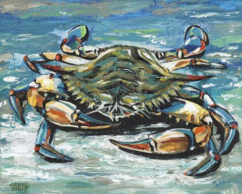 Framed Blue Palette Crab I Print