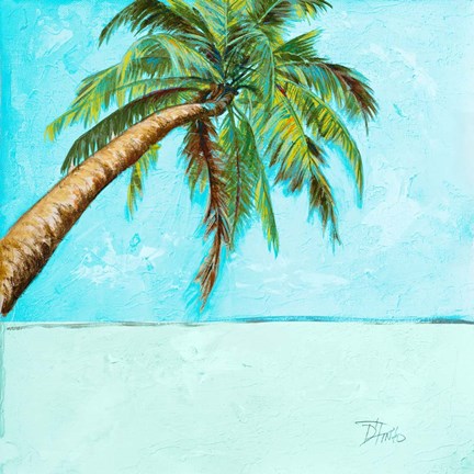 Framed Beach Palm Blue II Print