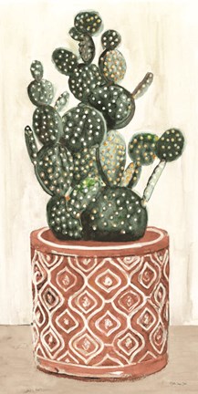Framed Cactus in Pot 1 Print