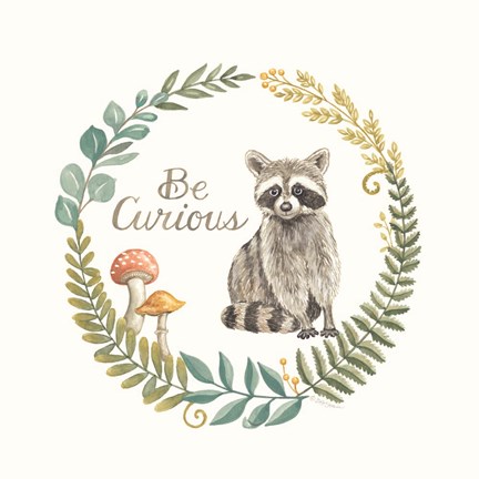 Framed Be Curious Raccoon Print