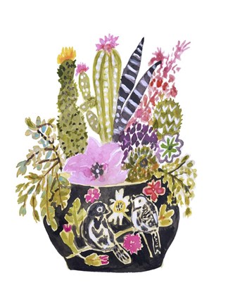 Framed Painted Vase of Flowers III Print
