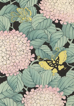 Framed Japanese Floral Design I Print