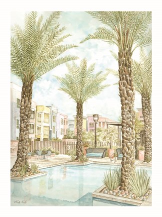 Framed Pool and Palms Print