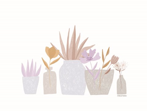 Framed Flower Vases in a Row Print