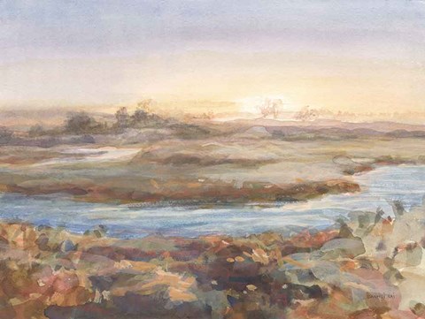 Framed River at Dawn Print