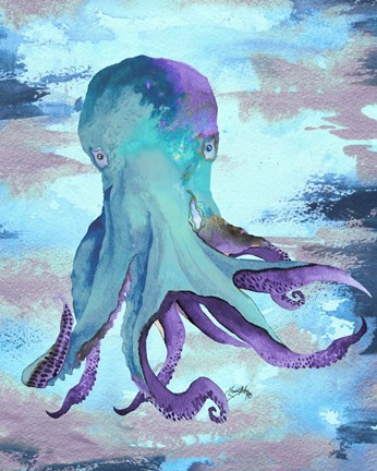 Framed Octopus Blue Print