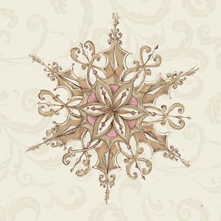Framed Elegant Season Snowflake I Pink Print